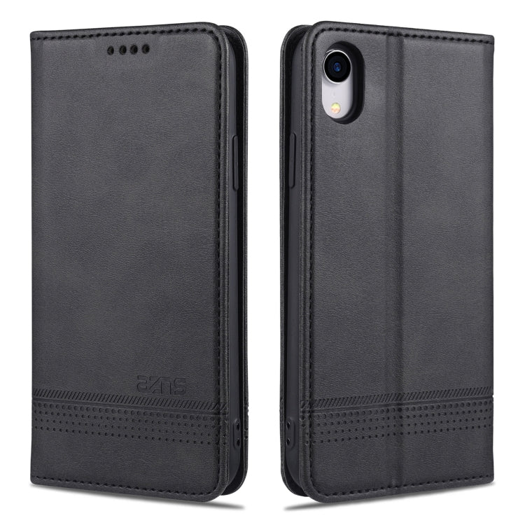 For iPhone XR AZNS Magnetic Calf Texture Horizontal Flip Leather Case with Card Slots & Holder & Wallet(Black) - More iPhone Cases by AZNS | Online Shopping UK | buy2fix