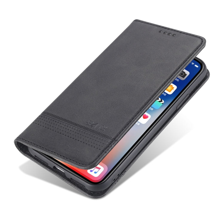 For iPhone XR AZNS Magnetic Calf Texture Horizontal Flip Leather Case with Card Slots & Holder & Wallet(Black) - More iPhone Cases by AZNS | Online Shopping UK | buy2fix