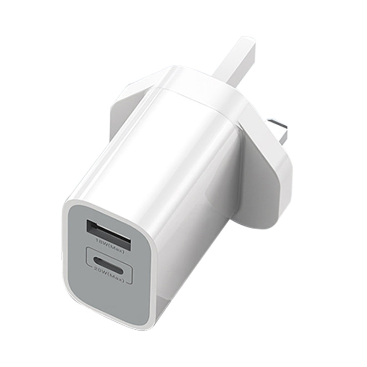TOTUDESIGN CACQ-015 Glory Series 20W Type-C / USB-C + USB Fast Charging Travel Charger Power Adapter, UK Plug(White) - USB Charger by TOTUDESIGN | Online Shopping UK | buy2fix