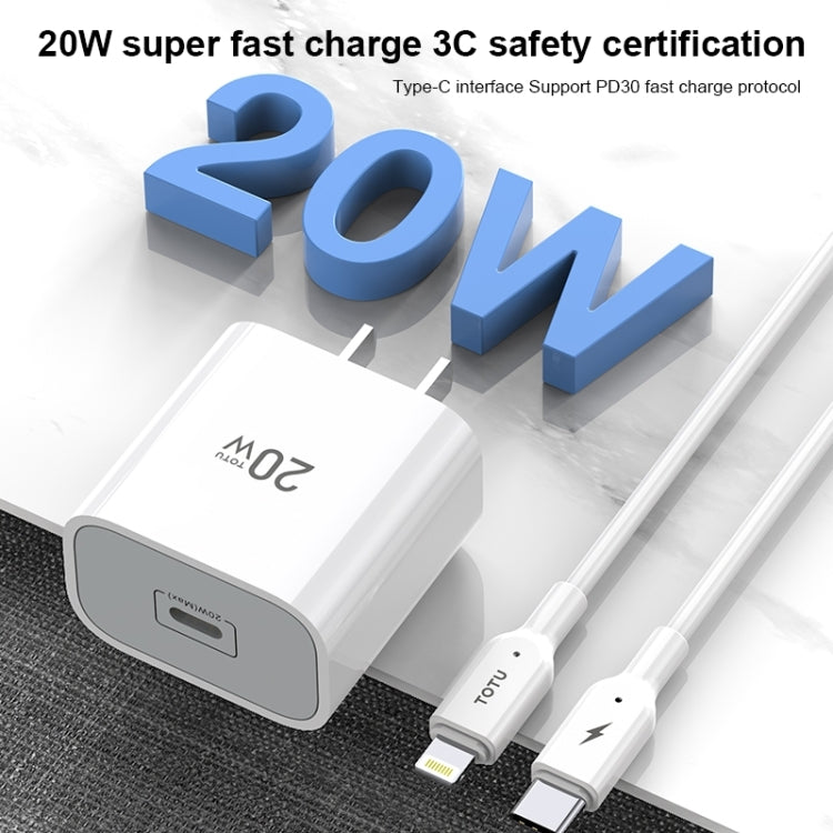 TOTUDESIGN CACQ-010 Glory Series 20W Type-C / USB-C Fast Charging Travel Charger Power Adapter, CN Plug(White) - Apple Accessories by TOTUDESIGN | Online Shopping UK | buy2fix