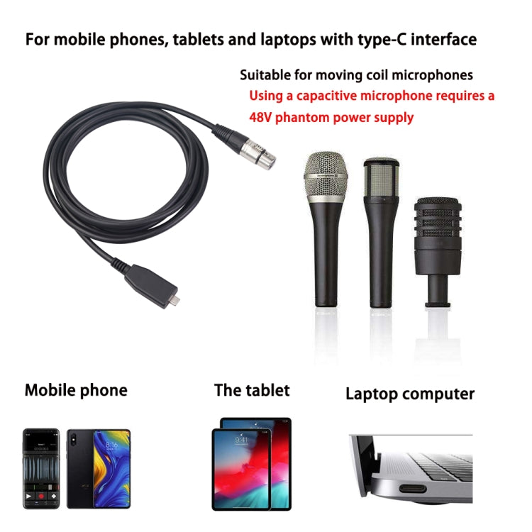 TY18 USB-C / Type-C Male to Cannon Female Microphone Recording Cable, Cable Length:2m - Consumer Electronics by buy2fix | Online Shopping UK | buy2fix