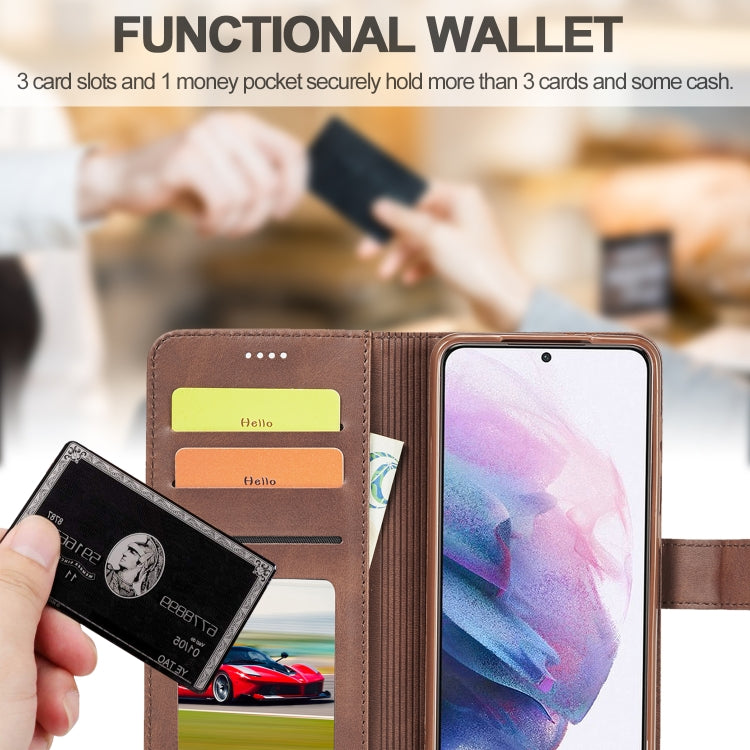 For Samsung Galaxy S21 5G LC.IMEEKE Calf Texture Horizontal Flip Leather Case with Holder & Card Slots & Wallet(Brown) - Galaxy S21 5G Cases by LC.IMEEKE | Online Shopping UK | buy2fix