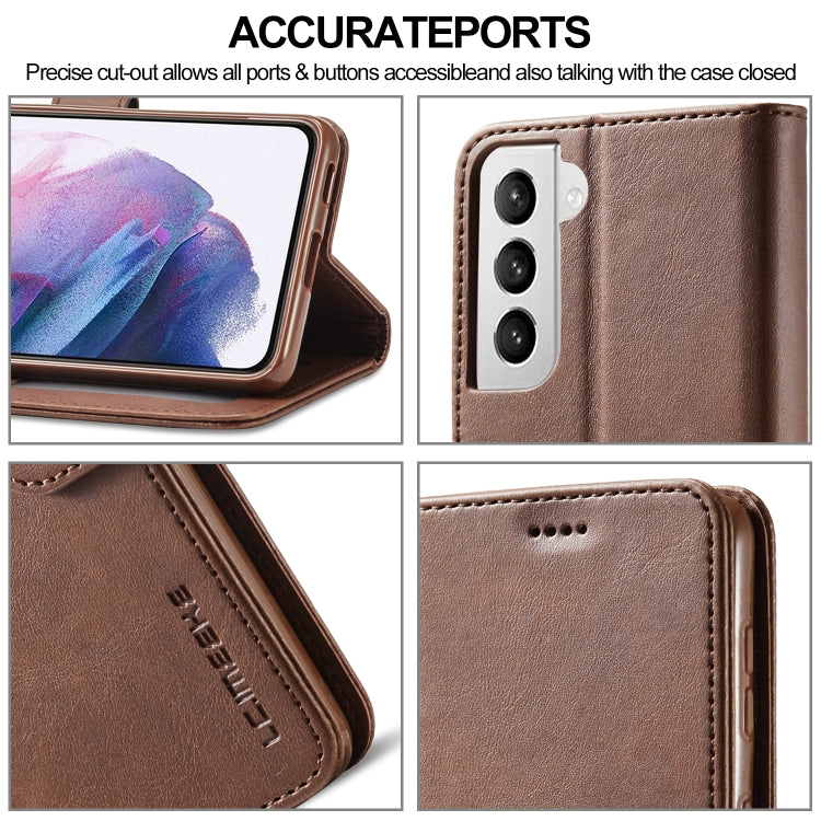 For Samsung Galaxy S21 5G LC.IMEEKE Calf Texture Horizontal Flip Leather Case with Holder & Card Slots & Wallet(Brown) - Galaxy S21 5G Cases by LC.IMEEKE | Online Shopping UK | buy2fix