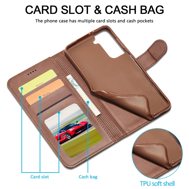 For Samsung Galaxy S21 5G LC.IMEEKE Calf Texture Horizontal Flip Leather Case with Holder & Card Slots & Wallet(Brown) - Galaxy S21 5G Cases by LC.IMEEKE | Online Shopping UK | buy2fix