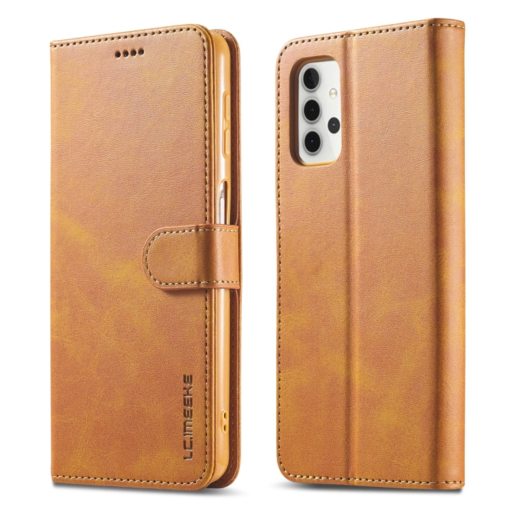 For Samsung Galaxy A32 5G LC.IMEEKE Calf Texture Horizontal Flip Leather Case, with Holder & Card Slots & Wallet & Photo Frame(Brown) - Galaxy Phone Cases by LC.IMEEKE | Online Shopping UK | buy2fix