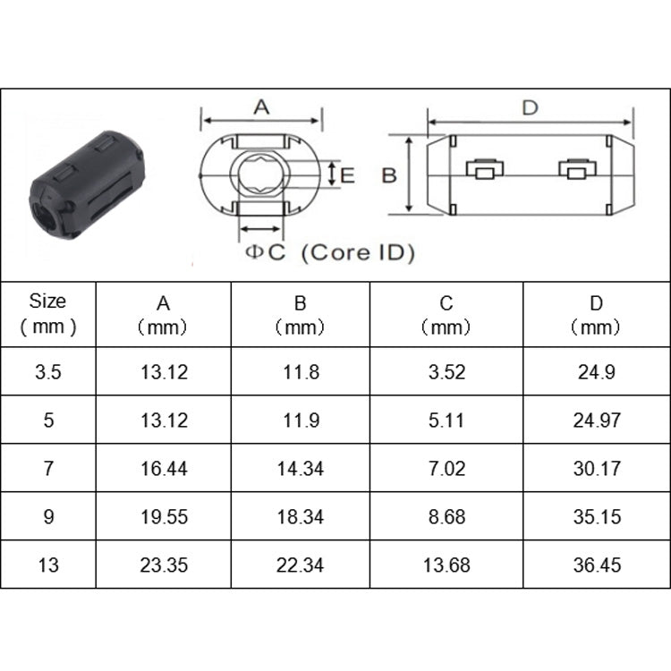 10 PCS / Pack 3.5mm Anti-interference Degaussing Ring Ferrite Ring Cable Clip Core Noise Suppressor Filter - In Car by buy2fix | Online Shopping UK | buy2fix