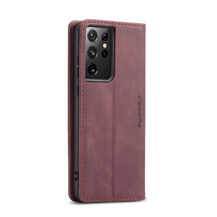 For Samsung Galaxy S21 Ultra 5G CaseMe 013 Multifunctional Horizontal Flip Leather Case with Holder & Card Slot & Wallet(Wine Red) - Samsung Accessories by CaseMe | Online Shopping UK | buy2fix