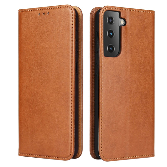 For Samsung Galaxy S21+ 5G Fierre Shann PU Genuine Leather Texture Horizontal Flip Leather Case with Holder & Card Slots & Wallet(Brown) - Galaxy S21+ 5G Cases by FIERRE SHANN | Online Shopping UK | buy2fix