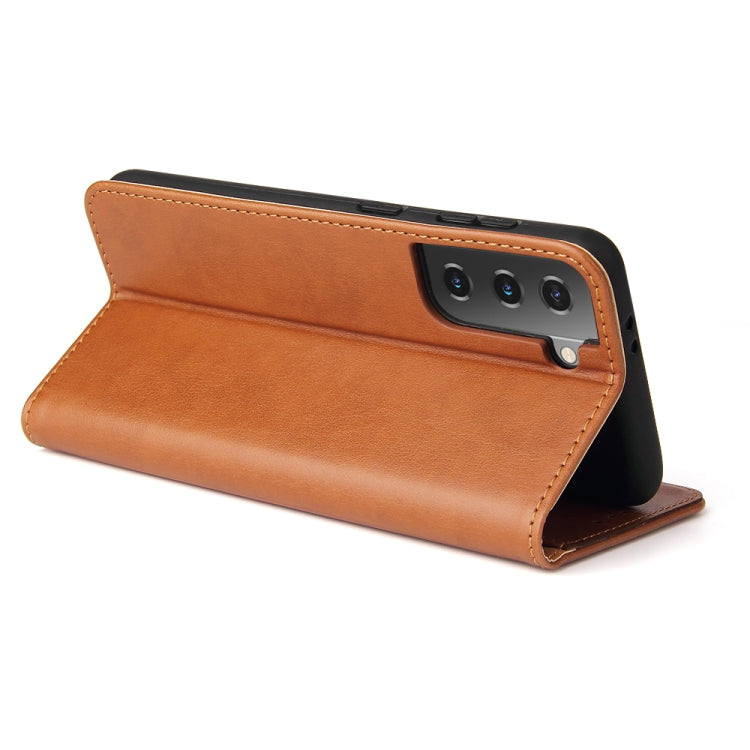 For Samsung Galaxy S21+ 5G Fierre Shann PU Genuine Leather Texture Horizontal Flip Leather Case with Holder & Card Slots & Wallet(Brown) - Galaxy S21+ 5G Cases by FIERRE SHANN | Online Shopping UK | buy2fix