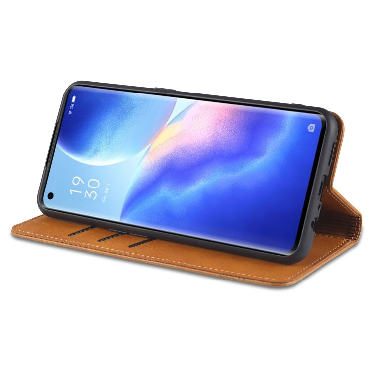 For Oppo Reno5 5G AZNS Magnetic Calf Texture Horizontal Flip Leather Case with Card Slots & Holder & Wallet(Dark Brown) - OPPO Cases by AZNS | Online Shopping UK | buy2fix