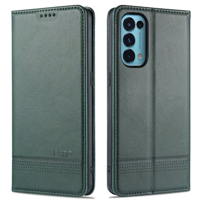 For Oppo Reno5 5G AZNS Magnetic Calf Texture Horizontal Flip Leather Case with Card Slots & Holder & Wallet(Dark Green) - OPPO Cases by AZNS | Online Shopping UK | buy2fix