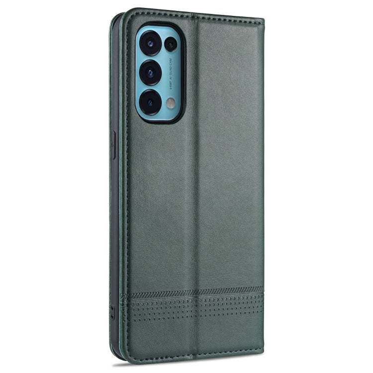 For Oppo Reno5 5G AZNS Magnetic Calf Texture Horizontal Flip Leather Case with Card Slots & Holder & Wallet(Dark Green) - OPPO Cases by AZNS | Online Shopping UK | buy2fix