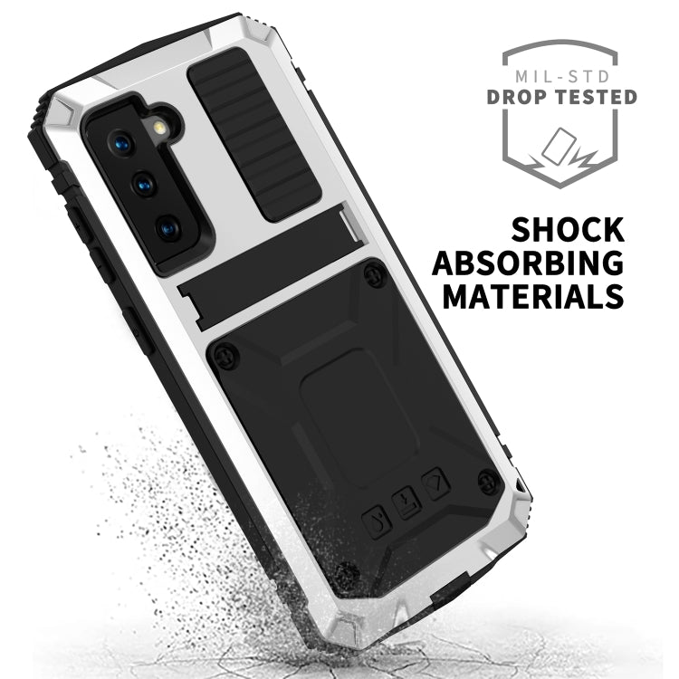 For Samsung Galaxy S21+ 5G R-JUST Shockproof Waterproof Dust-proof Metal + Silicone Protective Case with Holder(Silver) - Galaxy S21+ 5G Cases by R-JUST | Online Shopping UK | buy2fix