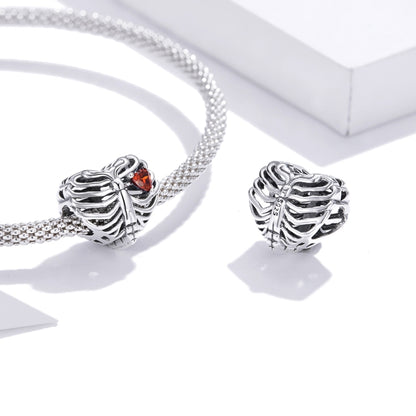 S925 Sterling Silver Beating Heart Beads DIY Bracelet Necklace Accessories - Jewelry Accessories by buy2fix | Online Shopping UK | buy2fix