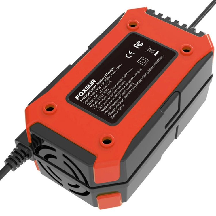 FOXSUR Car / Motorcycle Repair Charger 12V 7A 7-stage + Multi-battery Mode Lead-acid Battery Charger, Plug Type:US Plug(Red) - In Car by FOXSUR | Online Shopping UK | buy2fix