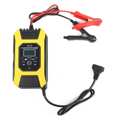 FOXSUR Car / Motorcycle Repair Charger 12V 7A 7-stage + Multi-battery Mode Lead-acid Battery Charger, Plug Type:US Plug(Yellow) - In Car by FOXSUR | Online Shopping UK | buy2fix