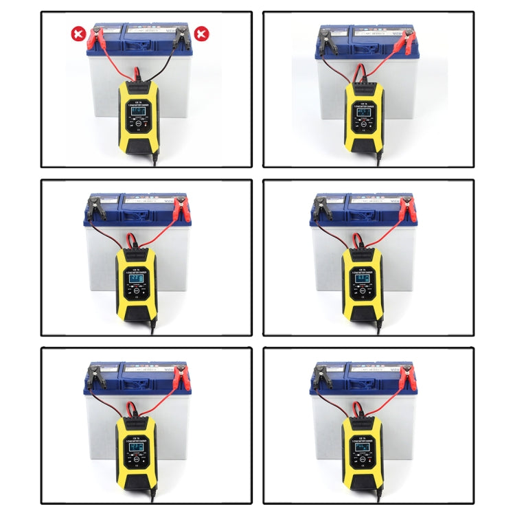 FOXSUR Car / Motorcycle Repair Charger 12V 7A 7-stage + Multi-battery Mode Lead-acid Battery Charger, Plug Type:US Plug(Yellow) - In Car by FOXSUR | Online Shopping UK | buy2fix