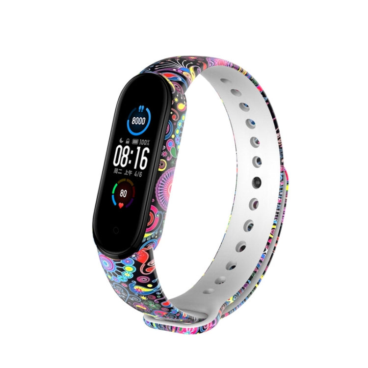 For Xiaomi Mi Band 6 (CA8856) Colored Drawing Silicone Watch Band(Peacock) - Smart Wear by buy2fix | Online Shopping UK | buy2fix