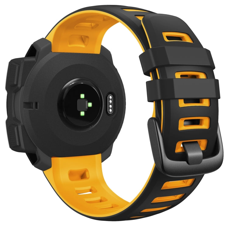 For Garmin Instinct / Instinct Esports Two-color Silicone Watch Band(Black+Yellow) - Smart Wear by buy2fix | Online Shopping UK | buy2fix