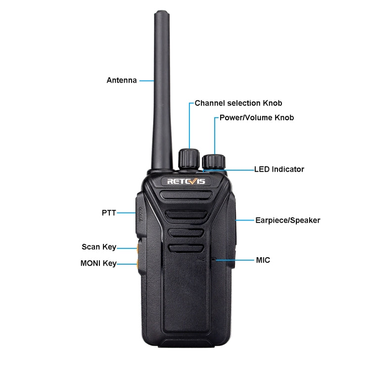 RETEVIS RT27 2W US Frequency 462.5500MHz-467.7125MHz 22CHS FRS Two Way Radio Handheld Walkie Talkie, US Plug(Black) - Handheld Walkie Talkie by RETEVIS | Online Shopping UK | buy2fix