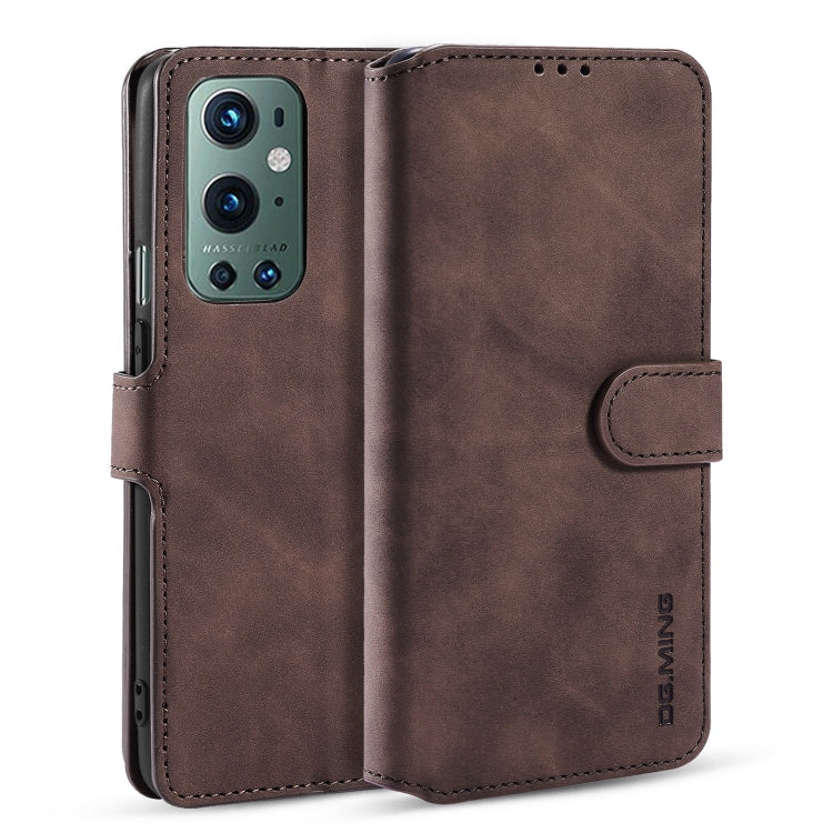 For OnePlus 9 Pro DG.MING Retro Oil Side Horizontal Flip Leather Case with Holder & Card Slots & Wallet(Coffee) - OnePlus Cases by DG.MING | Online Shopping UK | buy2fix