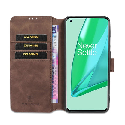 For OnePlus 9 Pro DG.MING Retro Oil Side Horizontal Flip Leather Case with Holder & Card Slots & Wallet(Coffee) - OnePlus Cases by DG.MING | Online Shopping UK | buy2fix