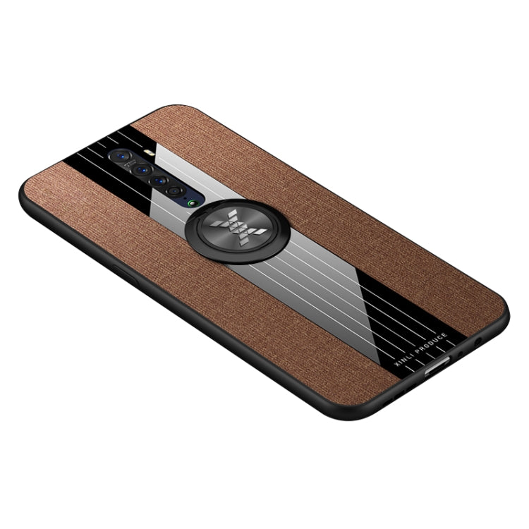 For OPPO Reno 2 XINLI Stitching Cloth Textue Shockproof TPU Protective Case with Ring Holder(Brown) - OPPO Cases by XINLI | Online Shopping UK | buy2fix