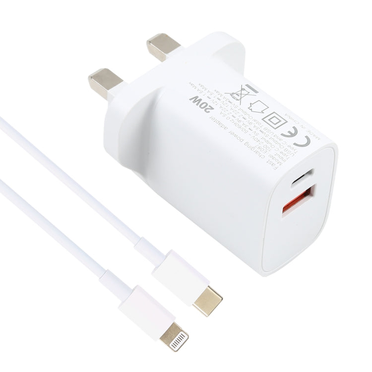 E087 20W USB-C / Type-C + USB Ports Charger with 100W Type-C to 8 Pin Fast Charging Cable 2m, UK Plug - Apple Accessories by buy2fix | Online Shopping UK | buy2fix