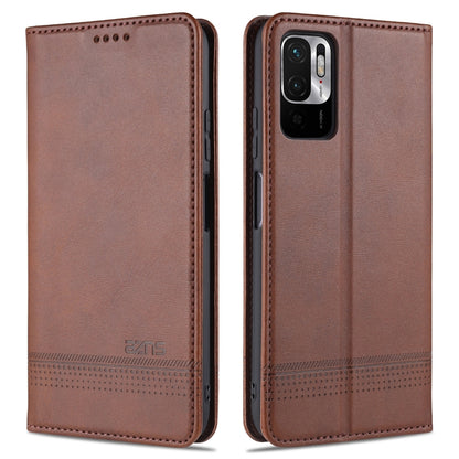 For Xiaomi Redmi Note 10 5G AZNS Magnetic Calf Texture Horizontal Flip Leather Case with Card Slots & Holder & Wallet(Dark Brown) - Xiaomi Cases by AZNS | Online Shopping UK | buy2fix