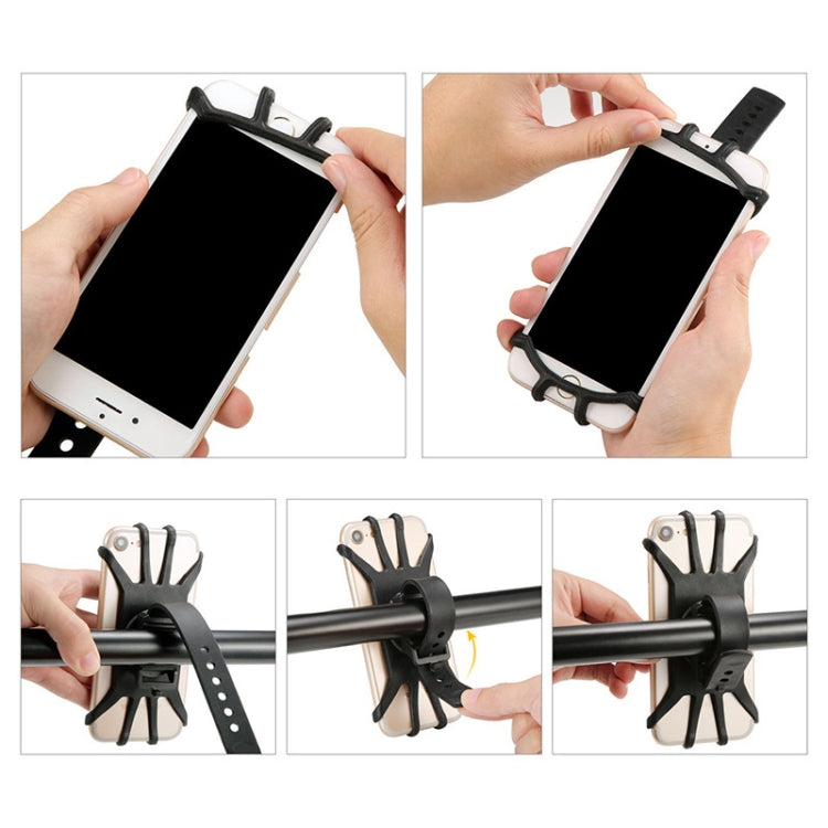 360 Degree Rotation Silica Gel Bicycle Phone Holder for 4-6.8 inch Mobile Phone(Black) - Outdoor & Sports by buy2fix | Online Shopping UK | buy2fix