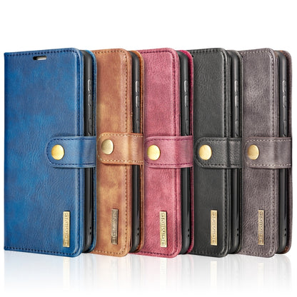 For Samsung Galaxy S21 FE DG.MING Crazy Horse Texture Flip Detachable Magnetic Leather Case with Holder & Card Slots & Wallet(Blue) - Galaxy Phone Cases by DG.MING | Online Shopping UK | buy2fix