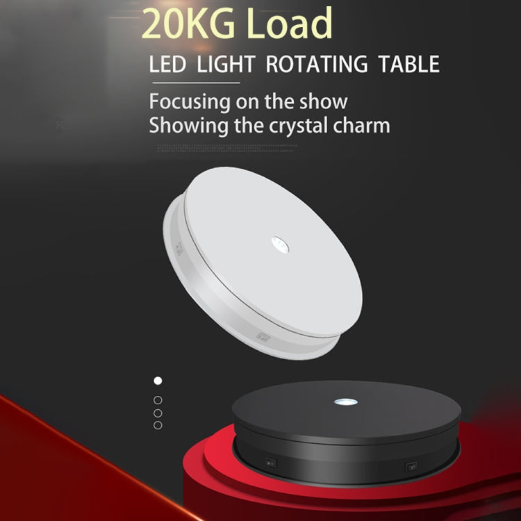 20cm Electric Rotating Turntable Display Stand LED Light Video Shooting Props Turntable, Power Plug:110V US Plug(Black) - Camera Accessories by buy2fix | Online Shopping UK | buy2fix