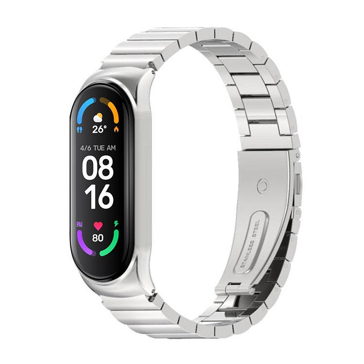 For Xiaomi Mi Band 6 / 5 / 4 / 3 Mijobs Metal CS Bamboo Joint Stainless Steel Watch Band(Silver) - Watch Bands by MIJOBS | Online Shopping UK | buy2fix