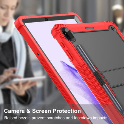 For Samsung Galaxy Tab S7 FE Silicone + PC Shockproof Protective Case with Holder(Red + Black) - Other Galaxy Tab PC by buy2fix | Online Shopping UK | buy2fix