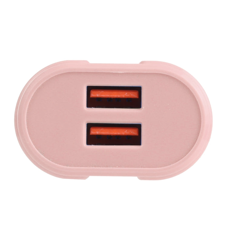 13-22 2.1A Dual USB Macarons Travel Charger, EU Plug(Pink) - Mobile Accessories by buy2fix | Online Shopping UK | buy2fix