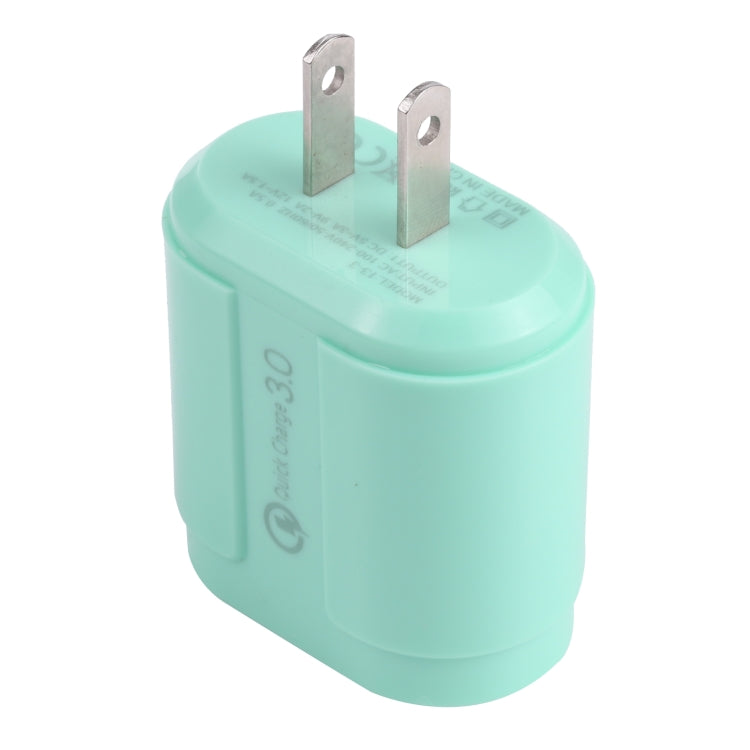 13-3 QC3.0 Single USB Interface Macarons Travel Charger, US Plug(Green) - Mobile Accessories by buy2fix | Online Shopping UK | buy2fix