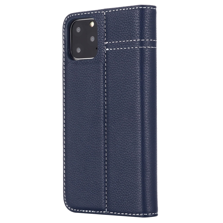 For iPhone 11 Pro GEBEI Top-grain Leather Horizontal Flip Protective Case with Holder & Card Slots(Blue) - iPhone 11 Pro Cases by GEBEI | Online Shopping UK | buy2fix