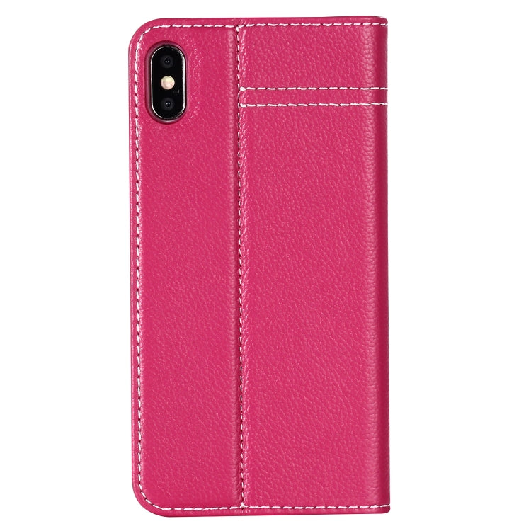 For iPhone XS / X GEBEI Top-grain Leather Horizontal Flip Protective Case with Holder & Card Slots(Rose Red) - More iPhone Cases by GEBEI | Online Shopping UK | buy2fix