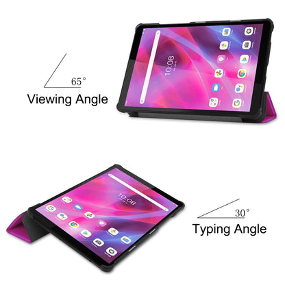 For Lenovo Tab M8 3rd Gen Custer Texture Horizontal Flip Leather Case with Three-folding Holder(Purple) - Mobile Accessories by buy2fix | Online Shopping UK | buy2fix