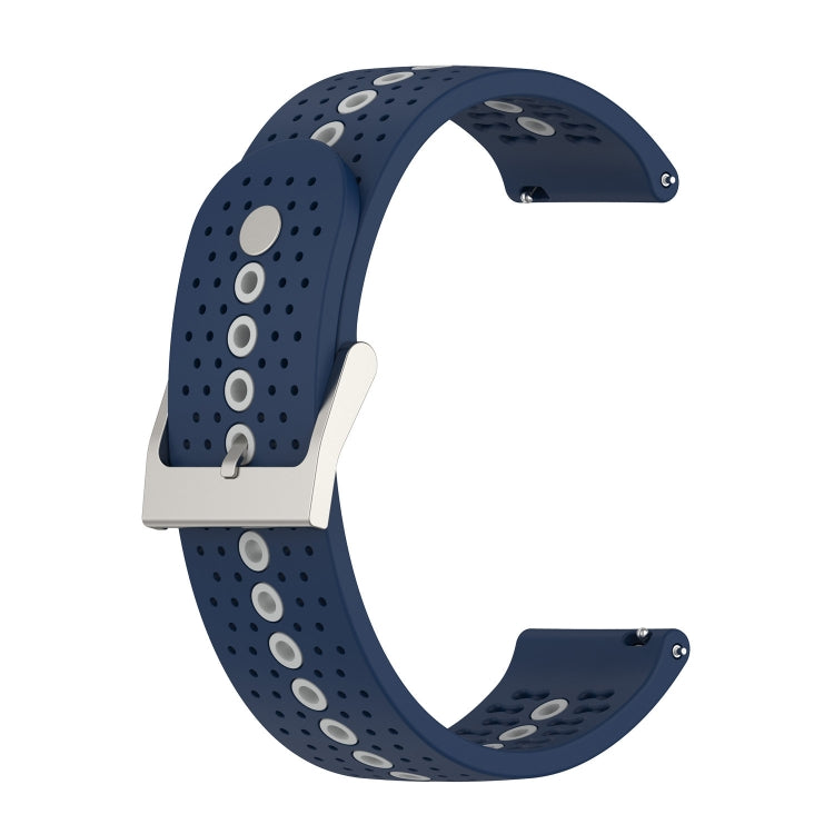 20mm Universal Colorful Hole Silicone Watch Band(Midnight Blue Grey) - Smart Wear by buy2fix | Online Shopping UK | buy2fix