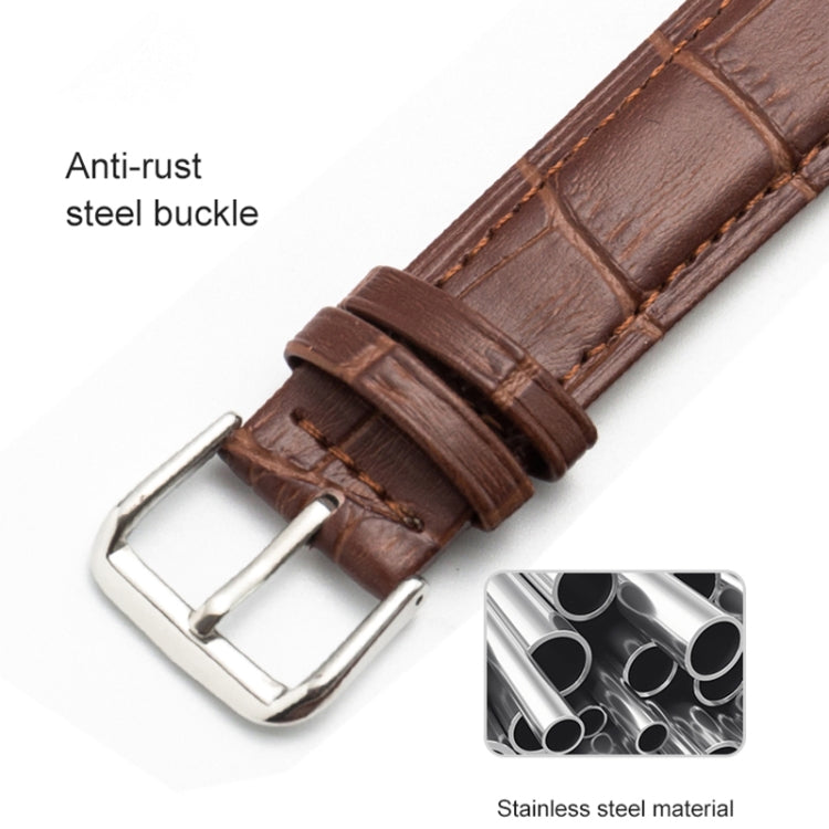 10mm Two-layer Cowhide Leather Bamboo Joint Texture Watch Band(Dark Brown) - Smart Wear by buy2fix | Online Shopping UK | buy2fix