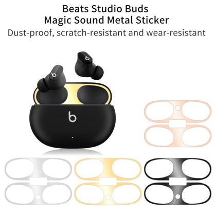 For Beats Studio Buds Wireless Bluetooth Earphone Magic Sound Metal Protective Sticker(Black) - Protective Sticker by buy2fix | Online Shopping UK | buy2fix