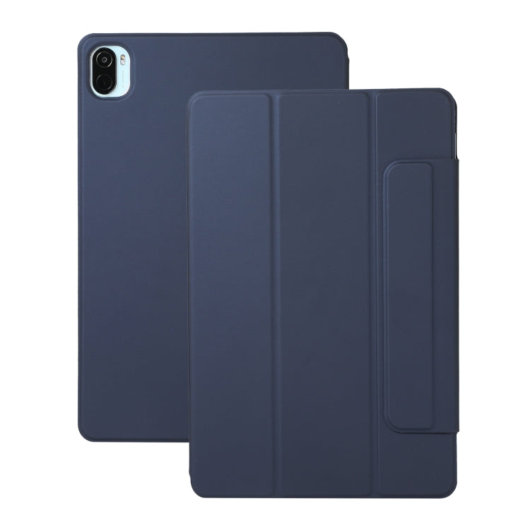 For Xiaomi Pad 5 / Pad 5 Pro Solid Color Magnetic Buckle Horizontal Flip Leather Case with Holder(Dark Blue) - Xiaomi Accessories by buy2fix | Online Shopping UK | buy2fix