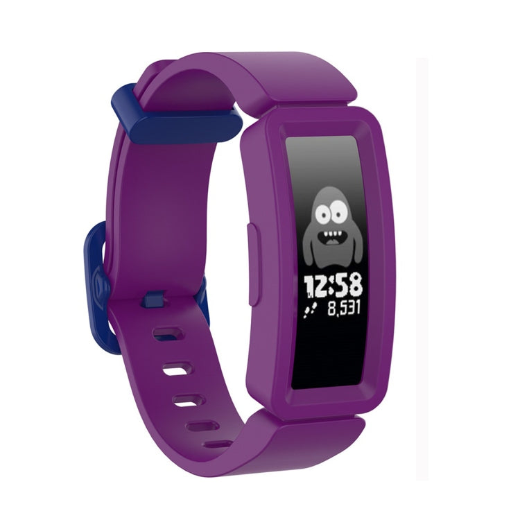 For Fitbit Inspire HR / Ace 2 Silicone Smart Watch  Watch Band(Purple + Blue Buckle) - Smart Wear by buy2fix | Online Shopping UK | buy2fix