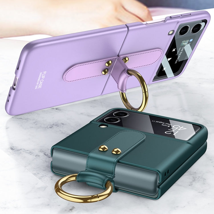 For Samsung Galaxy Z Flip3 5G GKK Ultra-thin PC Full Coverage Phone Flip Case with Ring Holder(Black) - Samsung Accessories by GKK | Online Shopping UK | buy2fix