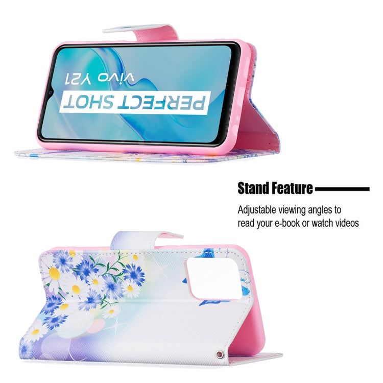 For vivo Y21 Colored Drawing Pattern Horizontal Flip Phone Leather Case with Holder & Card Slots & Wallet(Butterfly Love) - OPPO & vivo Accessories by buy2fix | Online Shopping UK | buy2fix