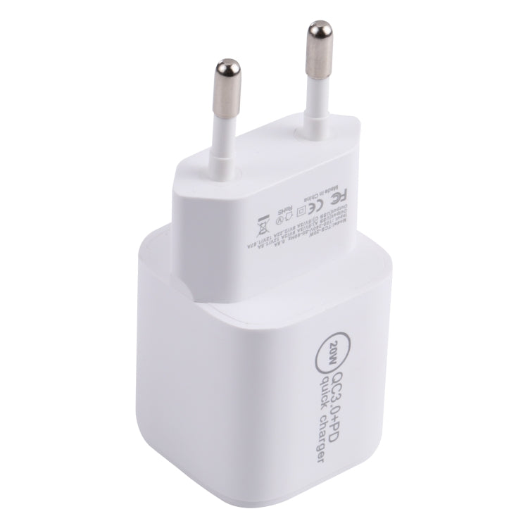 20WACB 20W QC3.0 + PD Quick Charger, Plug Specification:EU Plug(White) - Apple Accessories by buy2fix | Online Shopping UK | buy2fix