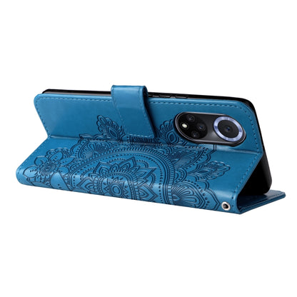 For Huawei nova 9 / Honor 50 7-petal Flowers Embossed Flip Leather Phone Case with Holder & Card Slots(Blue) - Mobile Accessories by buy2fix | Online Shopping UK | buy2fix