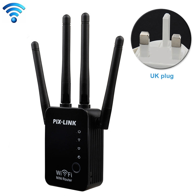 Wireless Smart WiFi Router Repeater with 4 WiFi Antennas, Plug Specification:UK Plug(Black) -  by buy2fix | Online Shopping UK | buy2fix