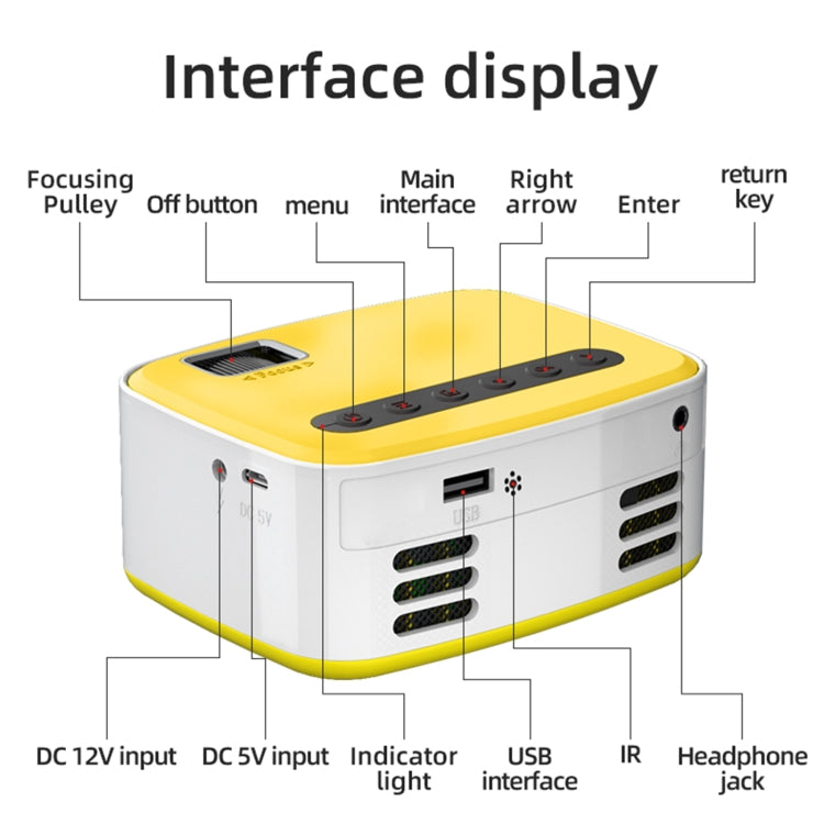 T20 320x240 400 Lumens Portable Home Theater LED HD Digital Projector, Same Screen Version, UK Plug(Black White) - Consumer Electronics by buy2fix | Online Shopping UK | buy2fix